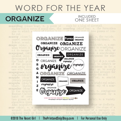 Word for the Year >> Organize