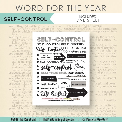 Word for the Year >> Self-Control